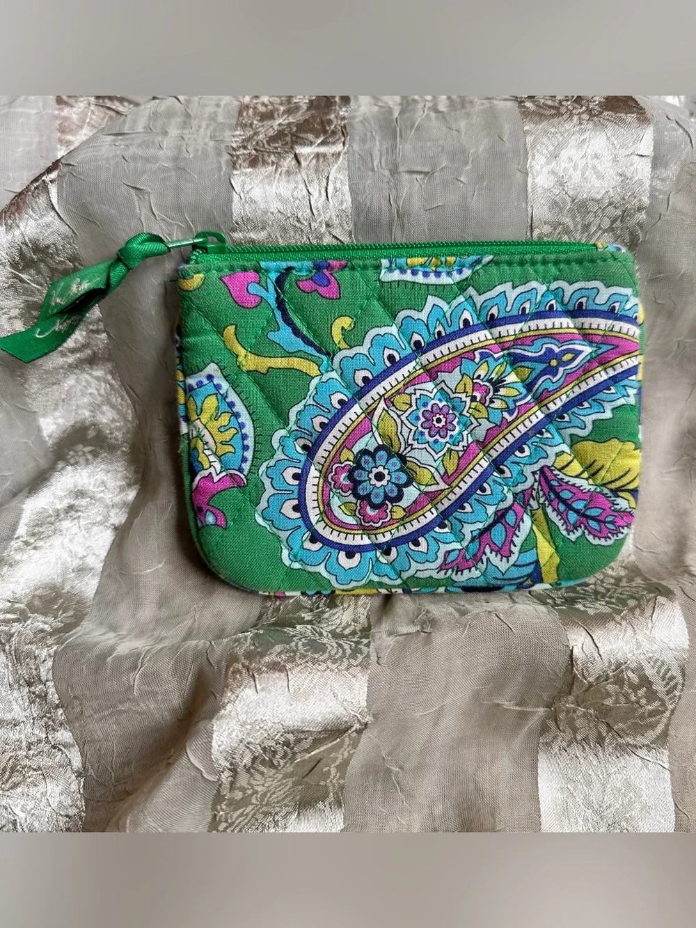 Vera Bradley Small Emerald Paisley Coin Purse